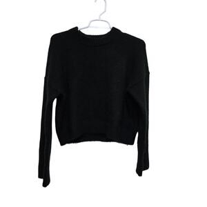 Abercrombie & Fitch Cropped Fuzzy Crewneck Sweater XS Black